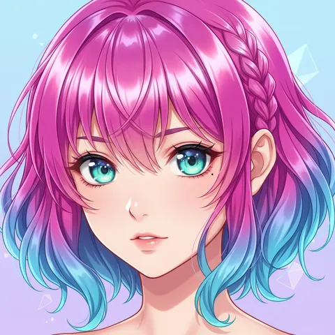 Anime style avatar portrait, expressive big eyes, vibrant hair, soft cel shading, detailed lighting, clean background, high quality key visual, studio anime production