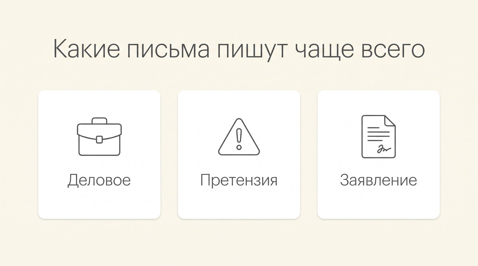 Какие письма пишут чаще всего: деловое, претензия, заявление