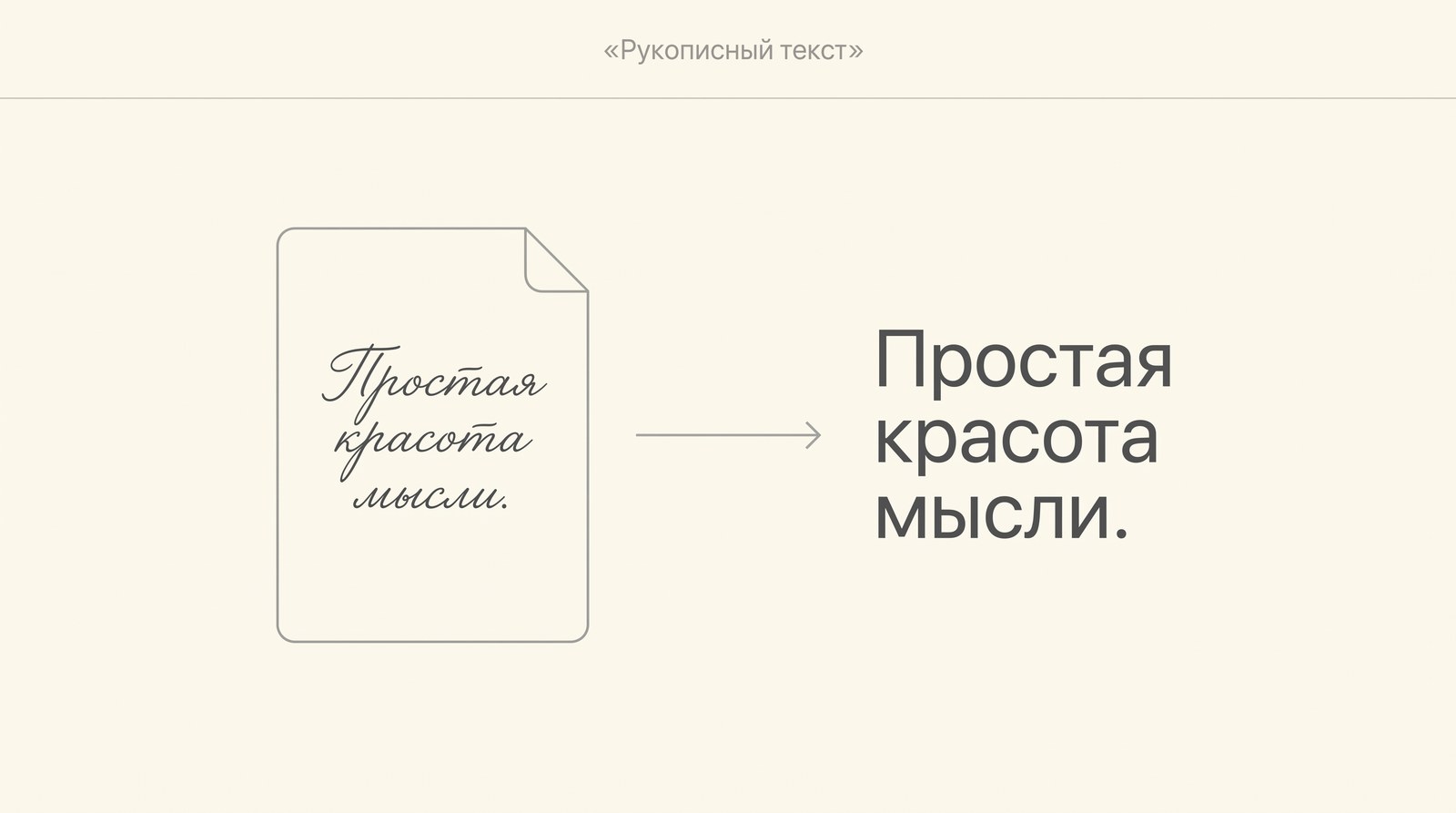 Рукописная строка и та же строка напечатанным текстом после распознавания