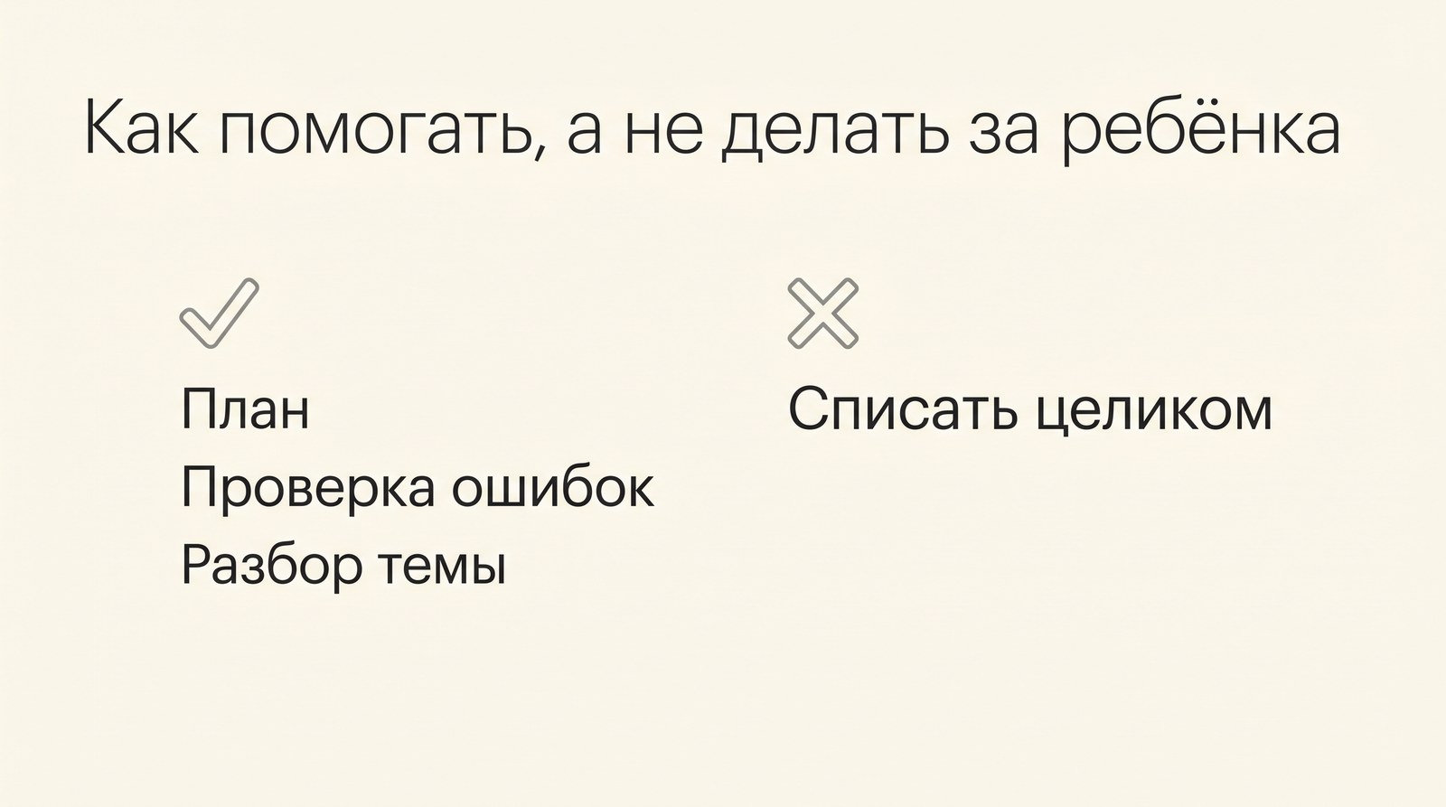 Как помогать ребёнку, а не делать за него: план, проверка ошибок и разбор темы вместо списывания