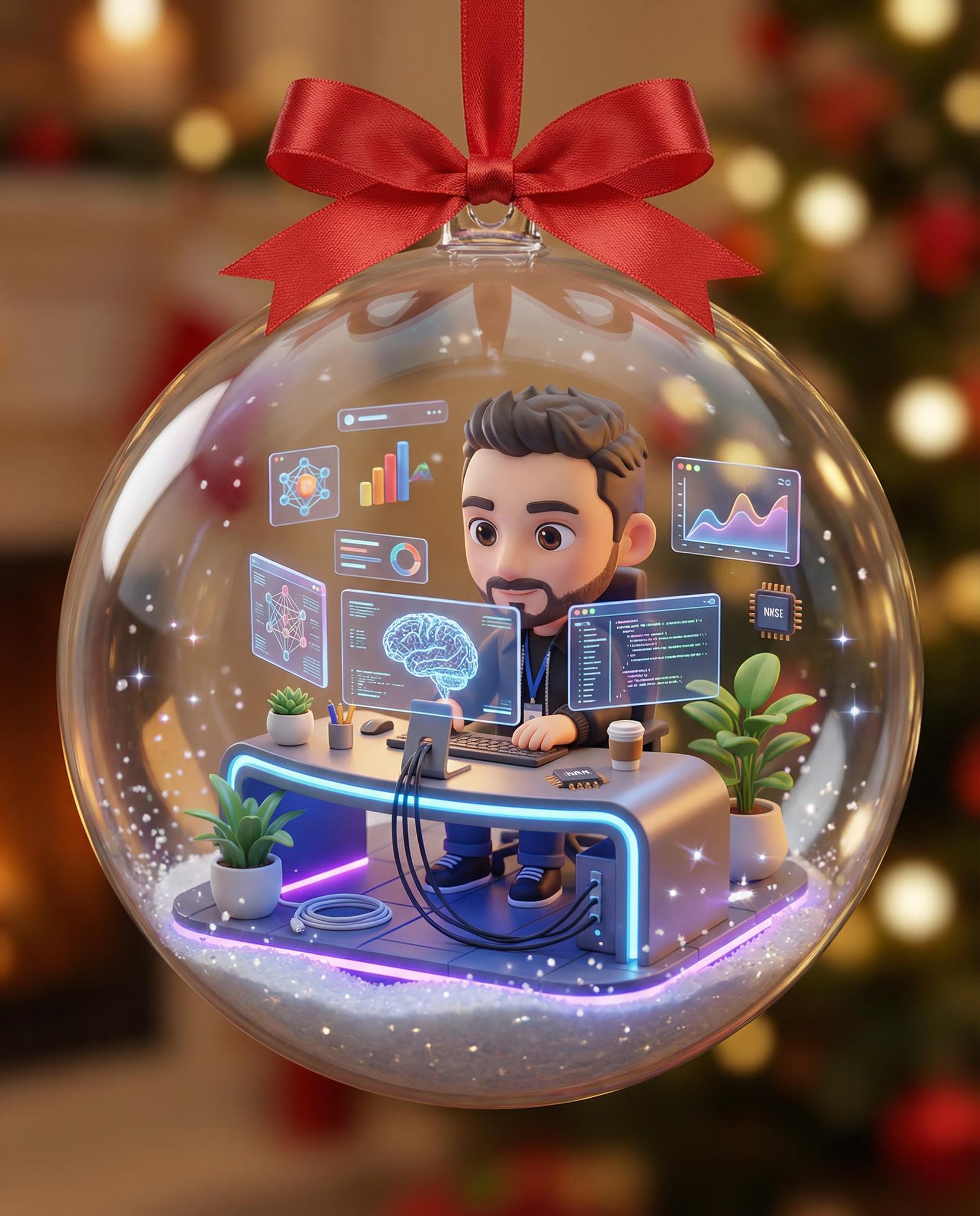 3D-персонаж в виде ёлочной игрушки