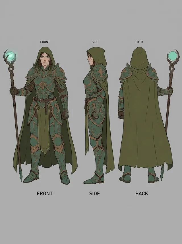 Персонаж в трёх ракурсах (model sheet)