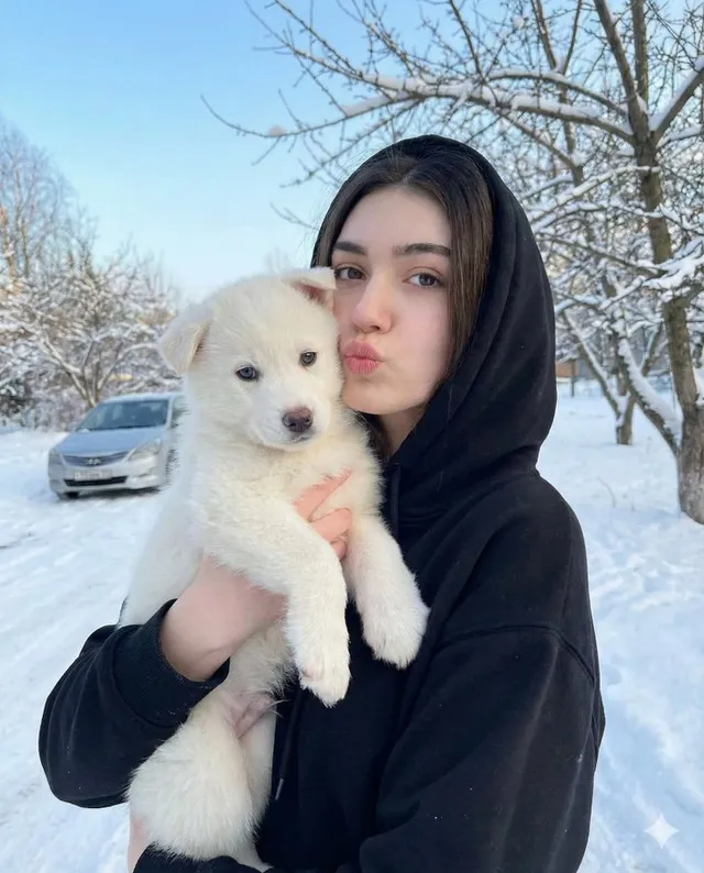 Зимний портрет со щенком